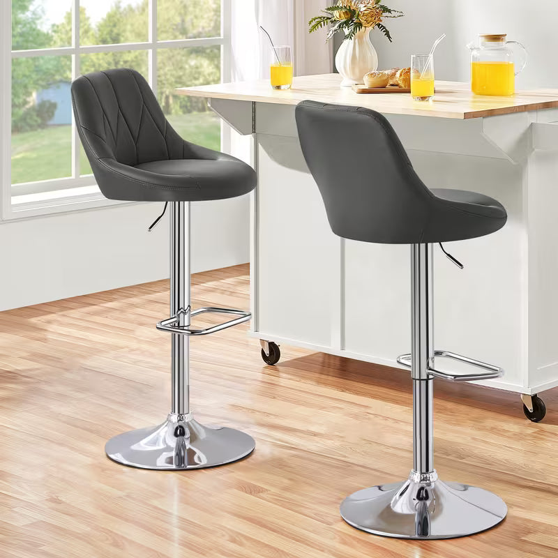Costoffs 2PCS Bar Stools Faux Leather Swivel Barstools