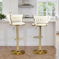 2pcs Modern Swivel Woven Velvet Bar Stools
