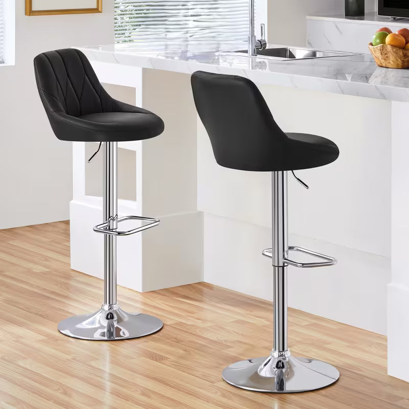 Costoffs 2PCS Bar Stools Faux Leather Swivel Barstools